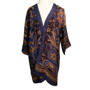 Soft Surroundings Blue and Gold Patterned kimono